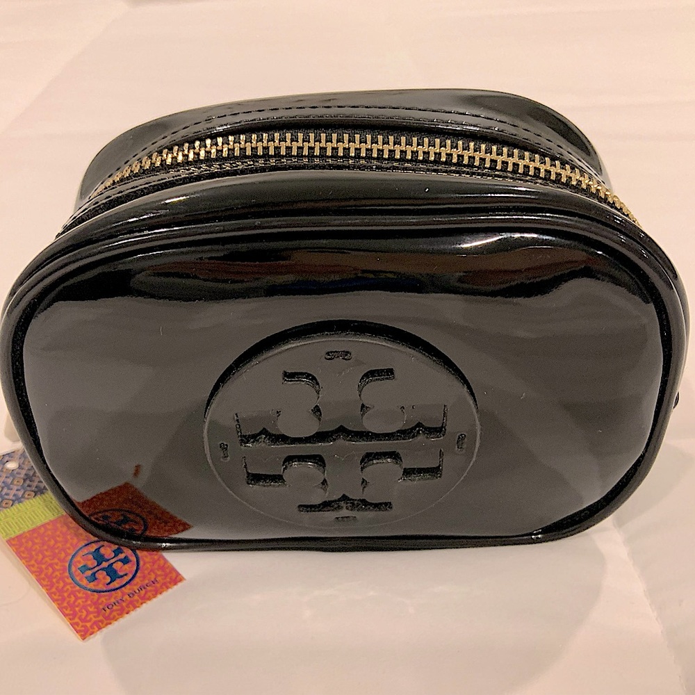 Tory Burch Black Patent Makeup Bag, NEW!